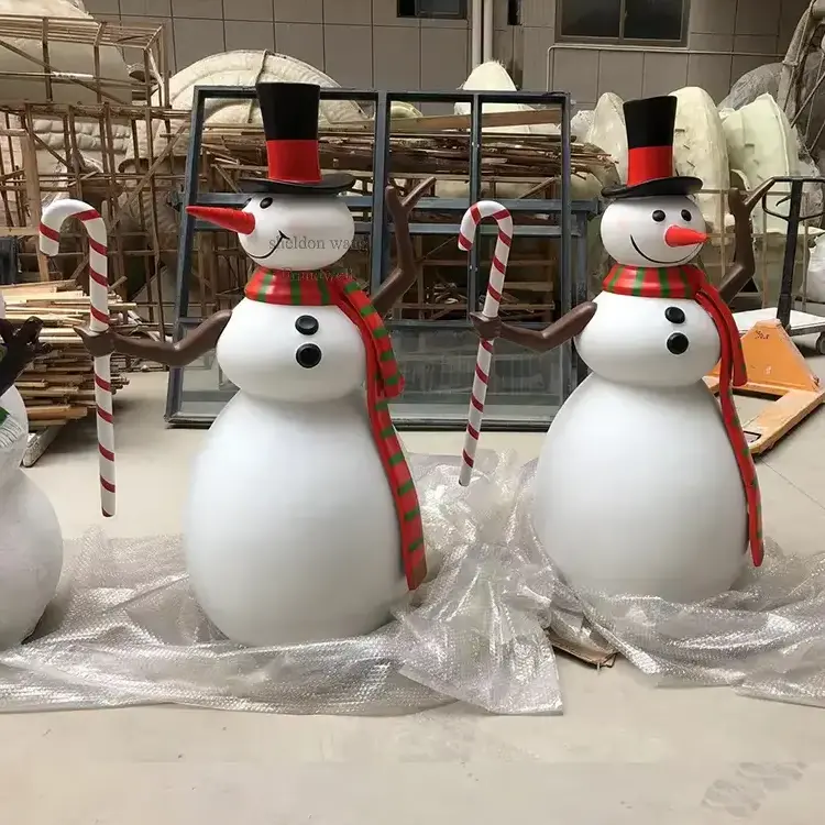 Miguo Resin Snowman Large Sculpture/ Fiberglass 2ft Christmas Snowman Statue/ Life Size Snowman Decor Props