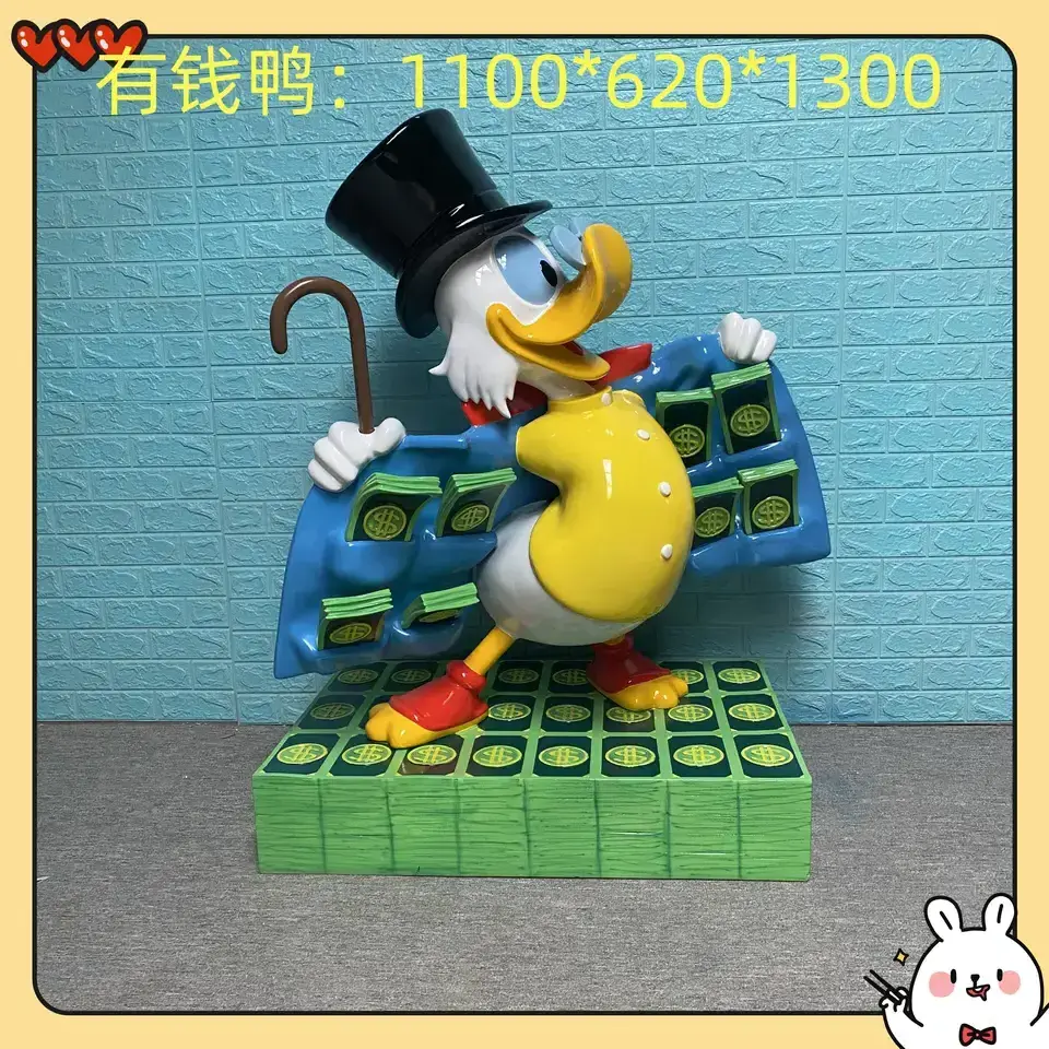 Miguo Custom Cartoon Outdoor Decor Life Size Rich Duck Fiberglass Sculpture Statues Is In Stock.