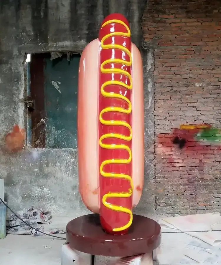 Miguo Custom Fiberglass Food Hot Dog Sculpture For Bakery Outdoor Large Art Creative Decorations