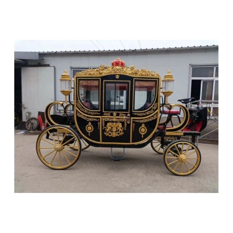 Luxury golden royal horse carriage electric sightseeing carriage for sale