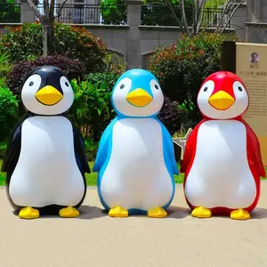 Miguo Life Size Cartoon Animal Figurine Resin Penguin Statue Fiberglass Sculpture For Sea Park Decoration