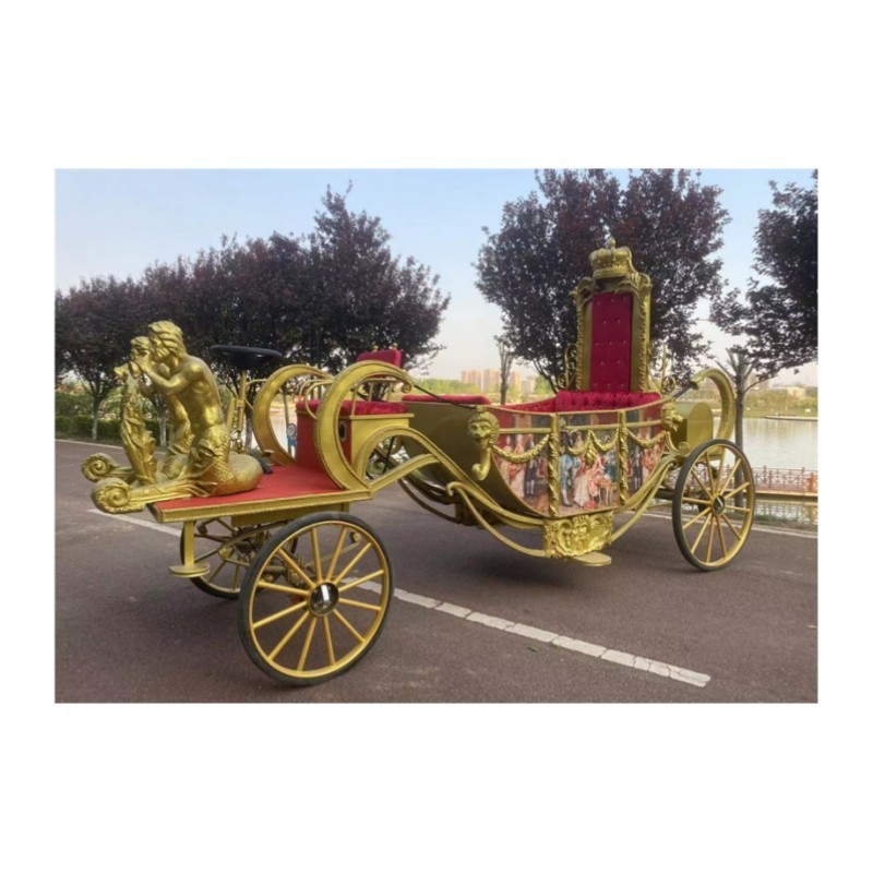 Luxury golden royal horse carriage electric sightseeing carriage for sale