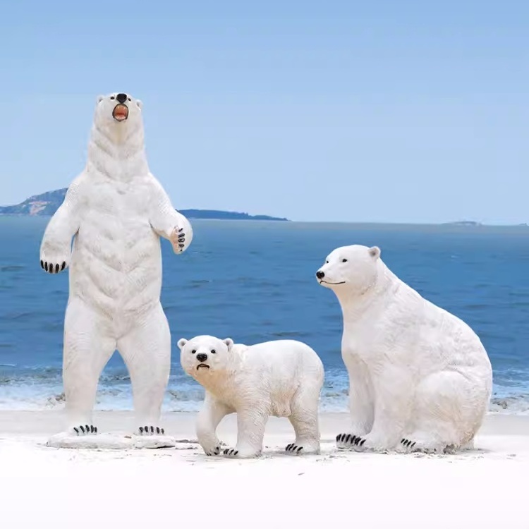 F001 Polar bear sculpture outdoor ocean museum amusement park decoration fiberglass sculpture simulation animal large ornaments