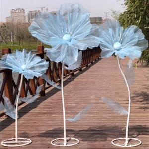 Miguo Wedding Decoration Stage Indoor Outdoor 3pcs/set Handmade Silk Artificial Simulation Large Giant Organza Flowers