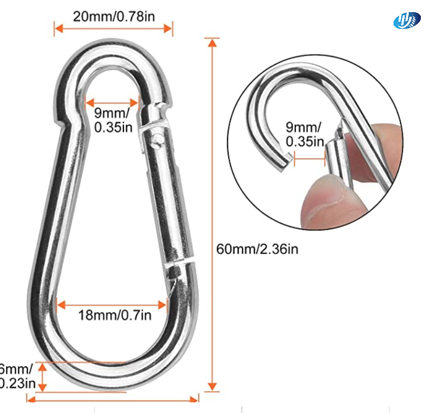 stainless steel spring snap hook Carabiner Hook for outdoor Camping Hiking Mountaineering, Hammock Suspension