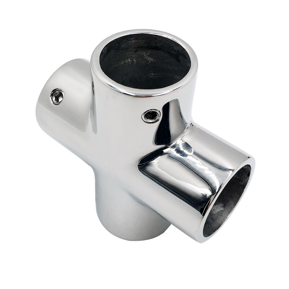 Stainless Steel Cast Tube Pipe Connector Boat Hardware Hand Rail four way tee pipe fitting