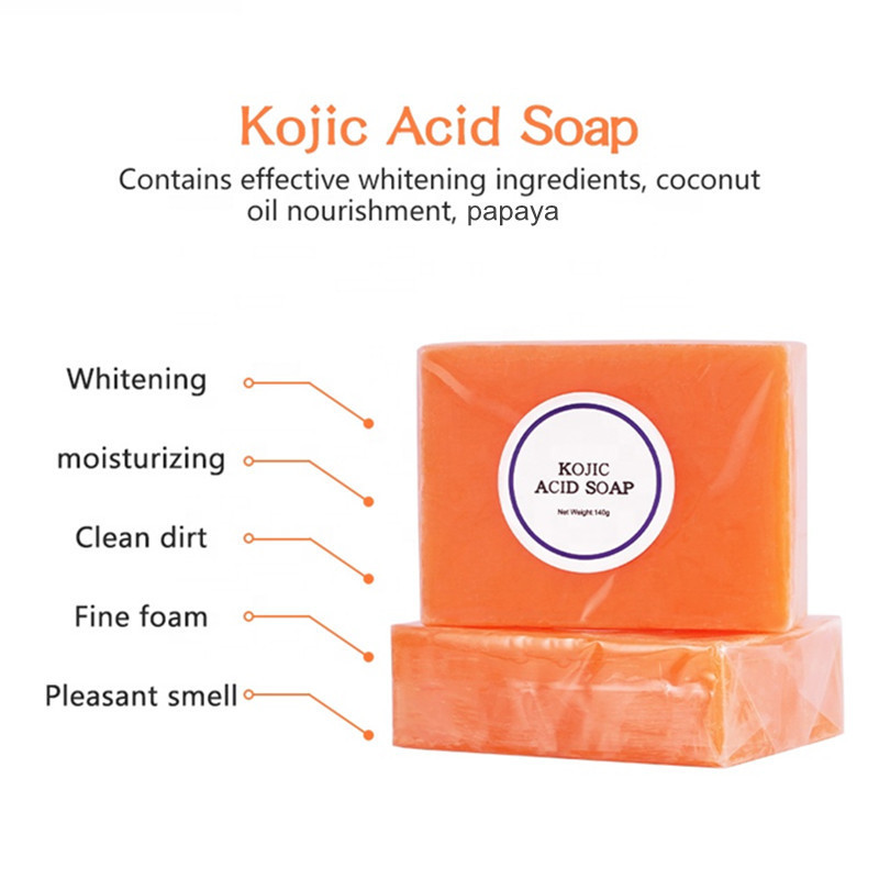 Private label Natural handmade toilet soap bars papaya kojie san face skin whitening lighten kojic acid soap