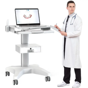 Hospital Medical Cart with Laptop Pallet and Oral Scanner Holder Office Mobile Trolley for Dental Clinic Dynamic DD300 Scanner