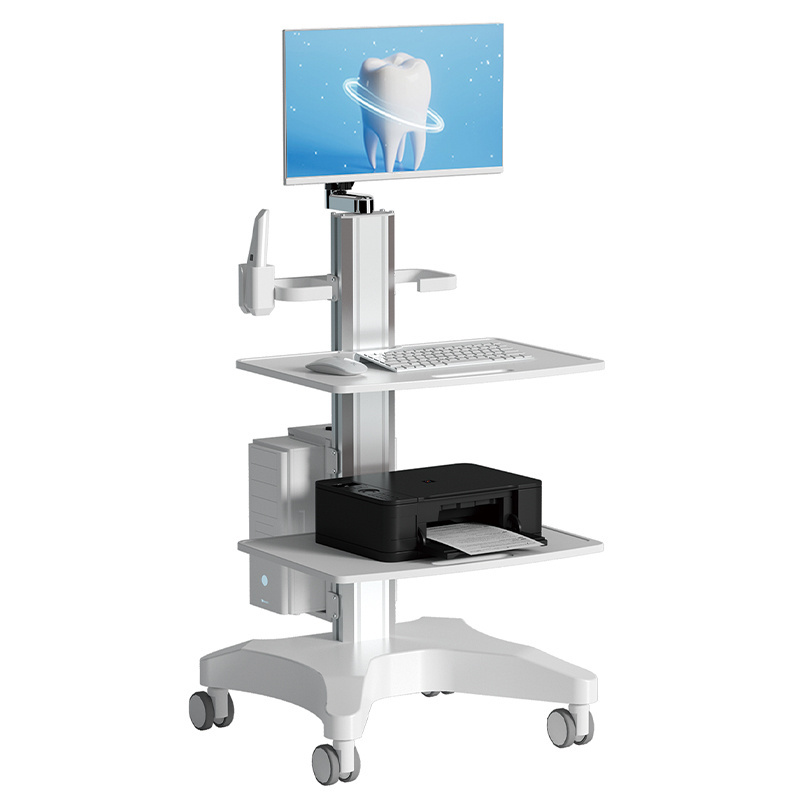 Medical Trolley Cart  Hospital Dental Cart with Monitor Mount Oral Scanner Holder CPU Holder