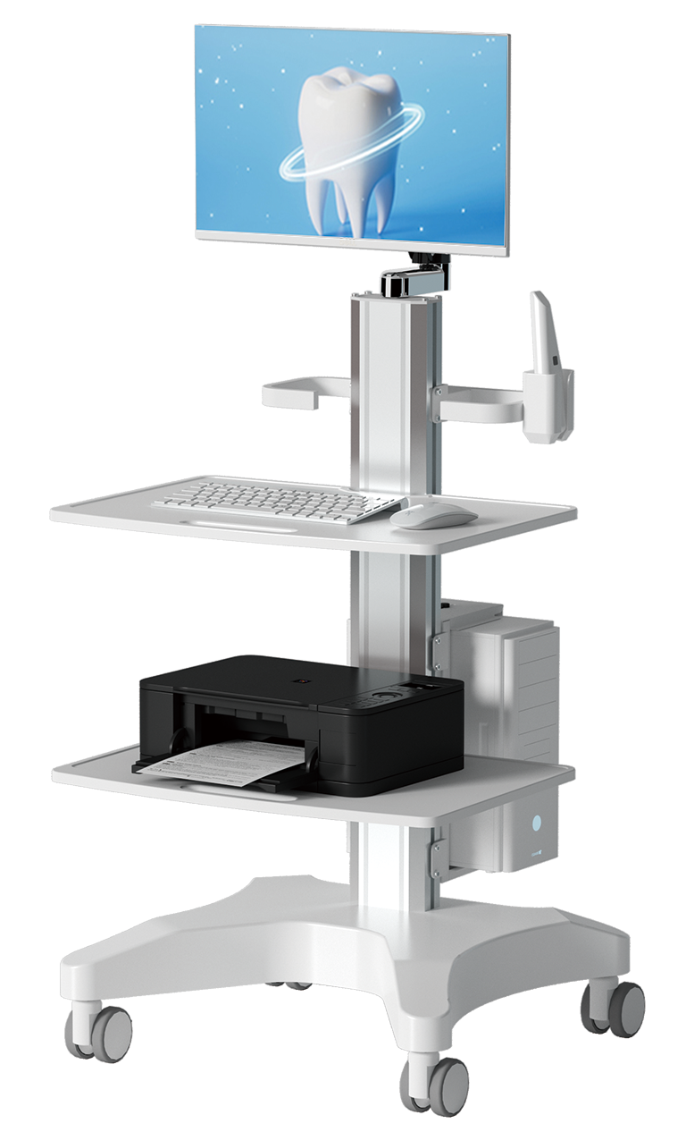 DYNAMIC Medical Trolley Cart For Hospital Dental Clinic With Monitor Mount Oral Scanner Holder Cpu Holder Box Nurse Mobile Works