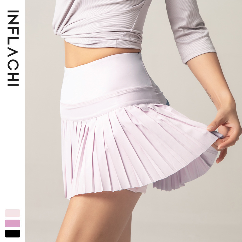 Dynamics Solid Color Athletic Apparel Casual Mini Skirt Breathable Two Pieces Tennis Golf Gym High Waist Women Sports Skirt