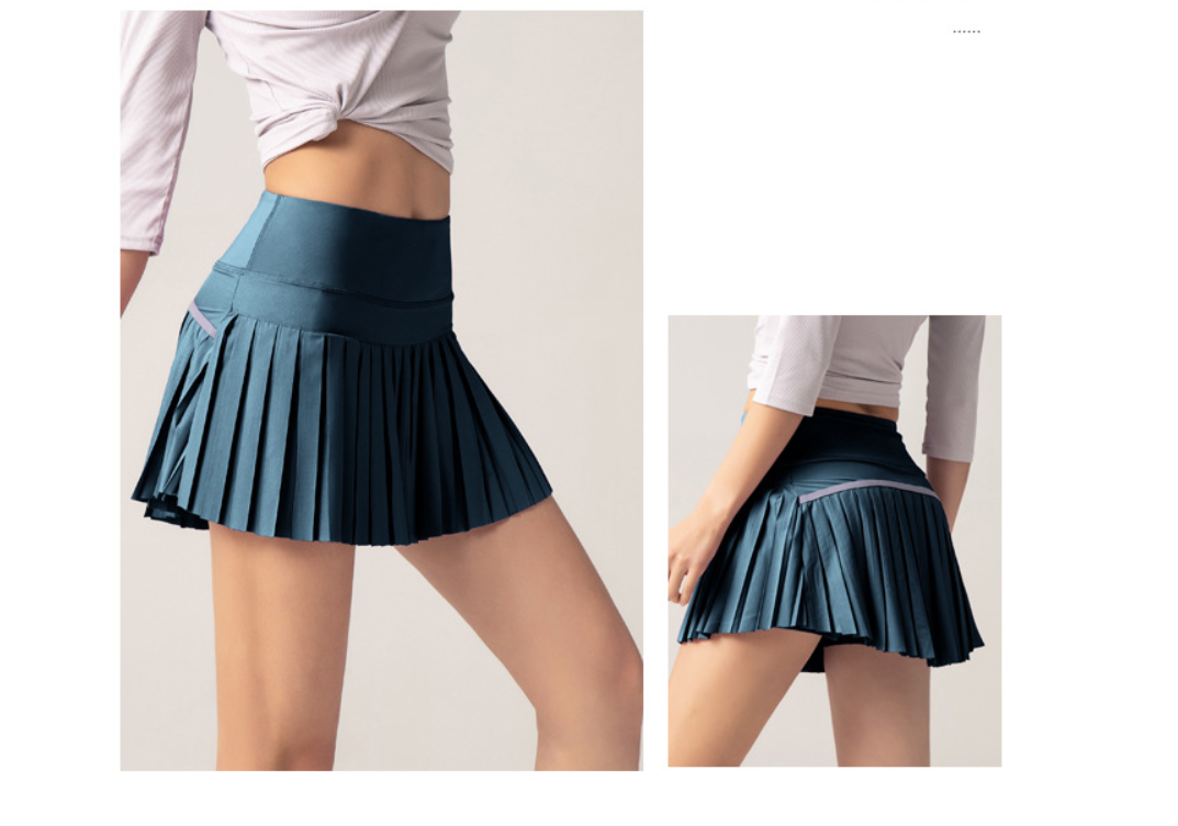 Dynamics Solid Color Athletic Apparel Casual Mini Skirt Breathable Two Pieces Tennis Golf Gym High Waist Women Sports Skirt