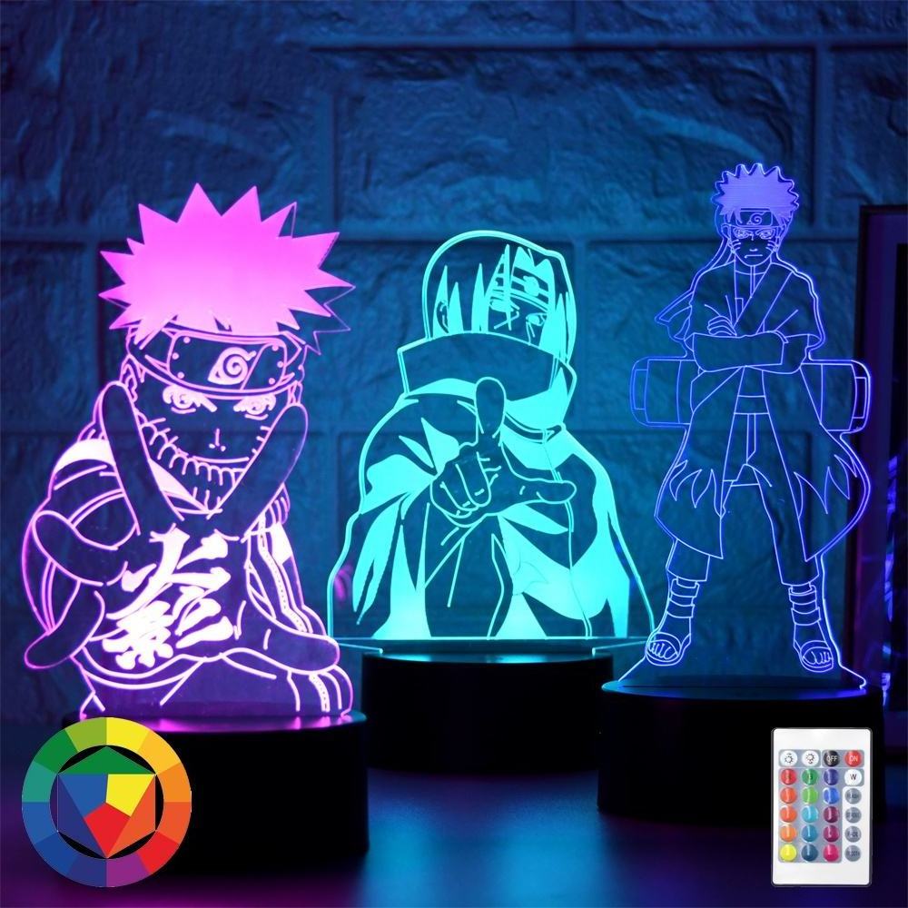 3d anime Itachi Uchiha Led Night Light Team Sasuke Kakashi Hatake Kid Bedroom Uzumaki Nightlight 3d night light