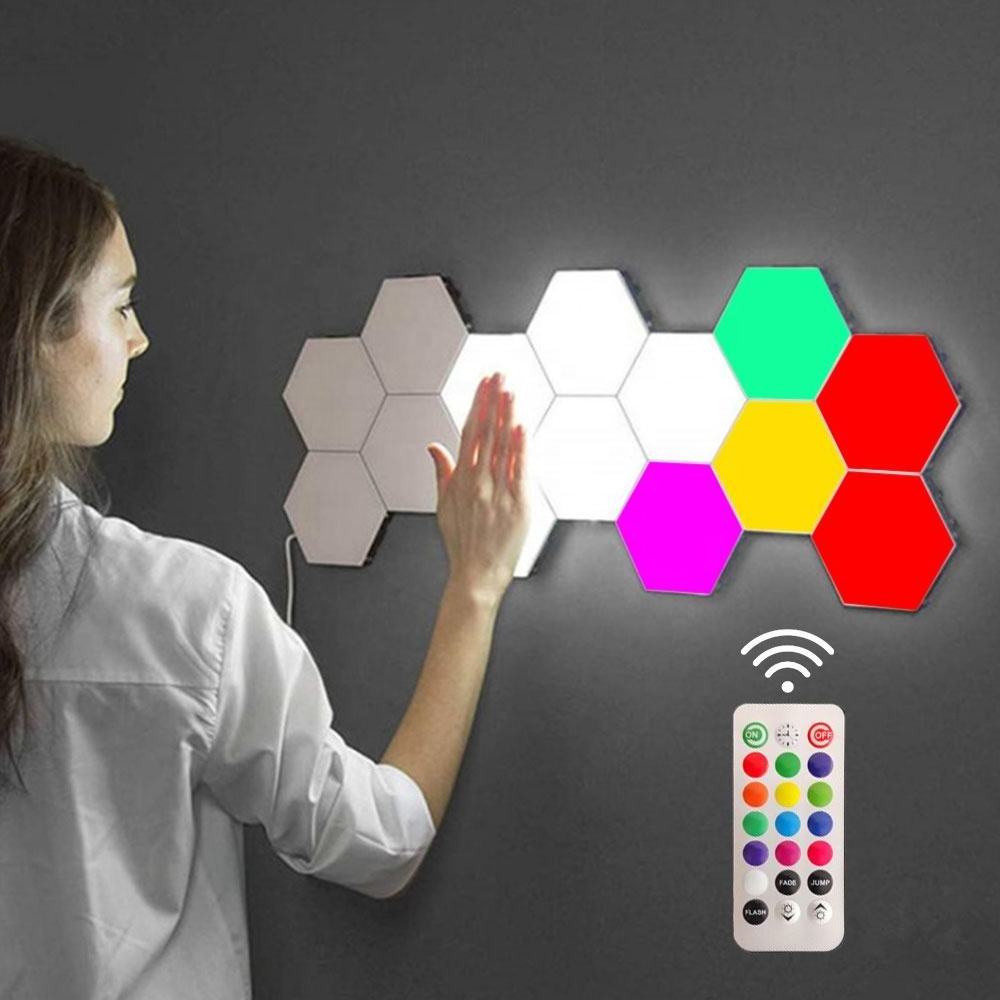 Hot Selling wholesale 1pcs DIY RGB LED Touch Light remote control quantum Wall hexagonal lights