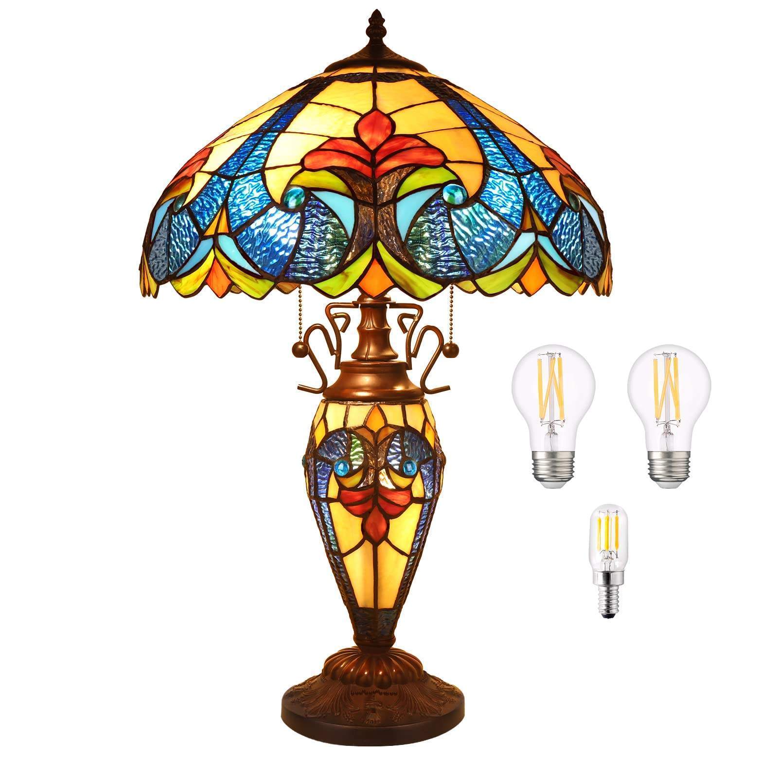 Wholesale European Style3 Led Bulb Included unique stained glass tiffiany style Lamps Lights for Home hotel Decoration