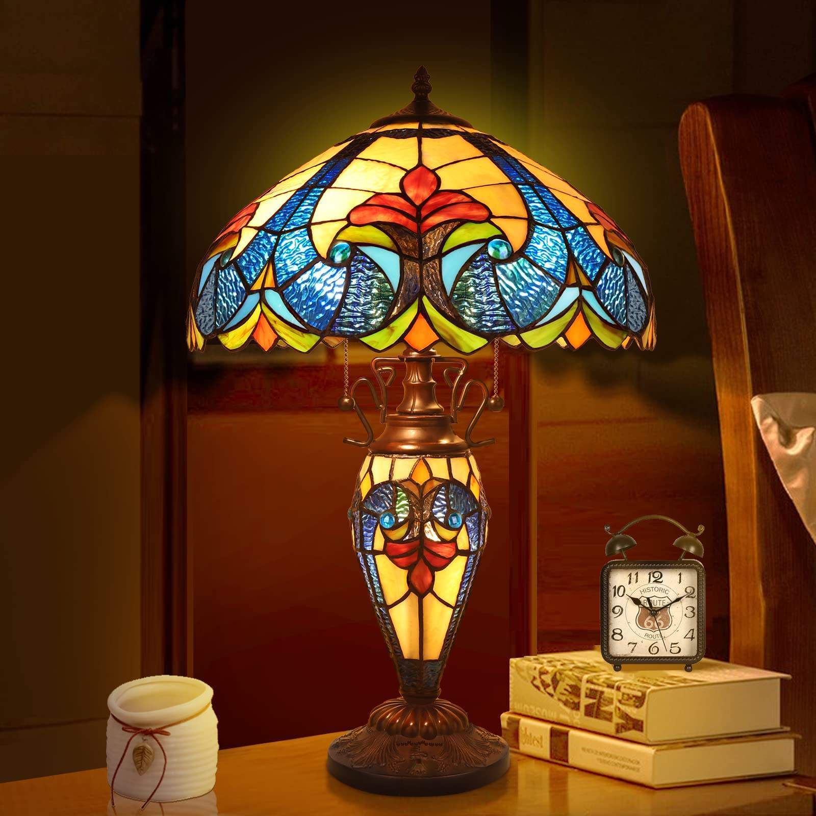 Wholesale European Style3 Led Bulb Included unique stained glass tiffiany style Lamps Lights for Home hotel Decoration