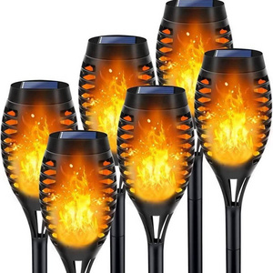 Waterproof IP44 Decoration Flickering LED Solar Outdoor Garden Pathway Dancing Fire Flame Torch Lights for Yard