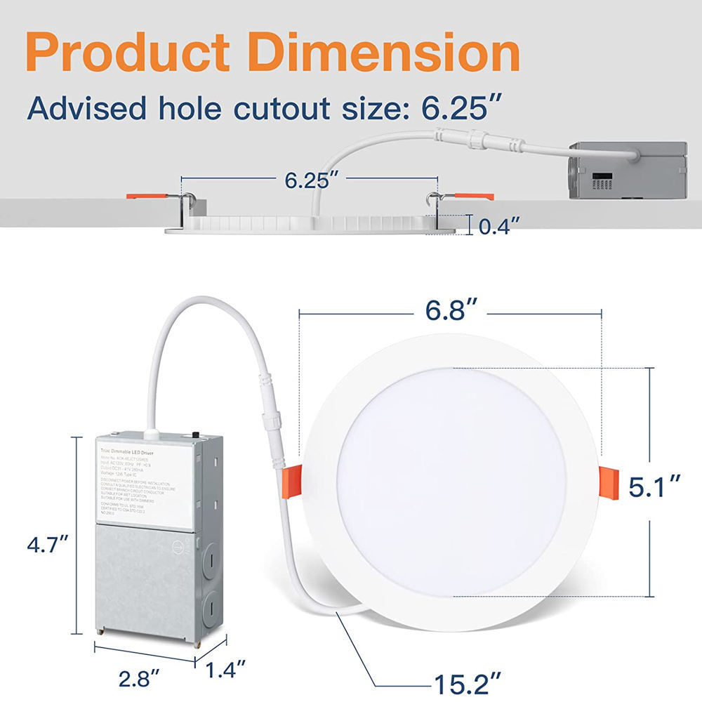 Ultra Thin Recessed with Junction Box 9W 4 Inch 5CCT Round Can Downlight Dimmable LED Panel Light ceiling panel lamp