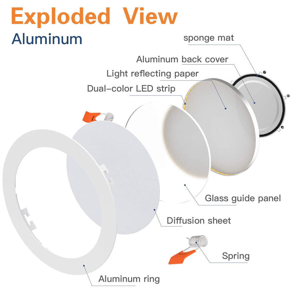 Ultra Thin Recessed with Junction Box 9W 4 Inch 5CCT Round Can Downlight Dimmable LED Panel Light ceiling panel lamp