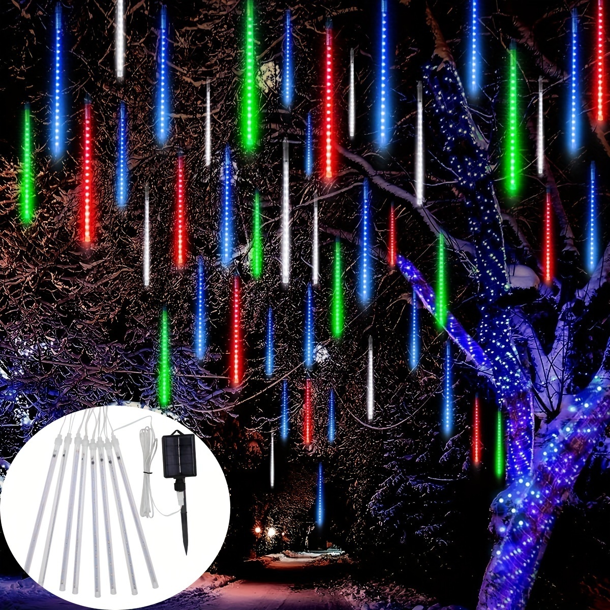 Solar Shower Lights Outdoor Waterproof Icicle Falling Rain Holiday Lighting Wedding Party Decoration Solar Garden Light string