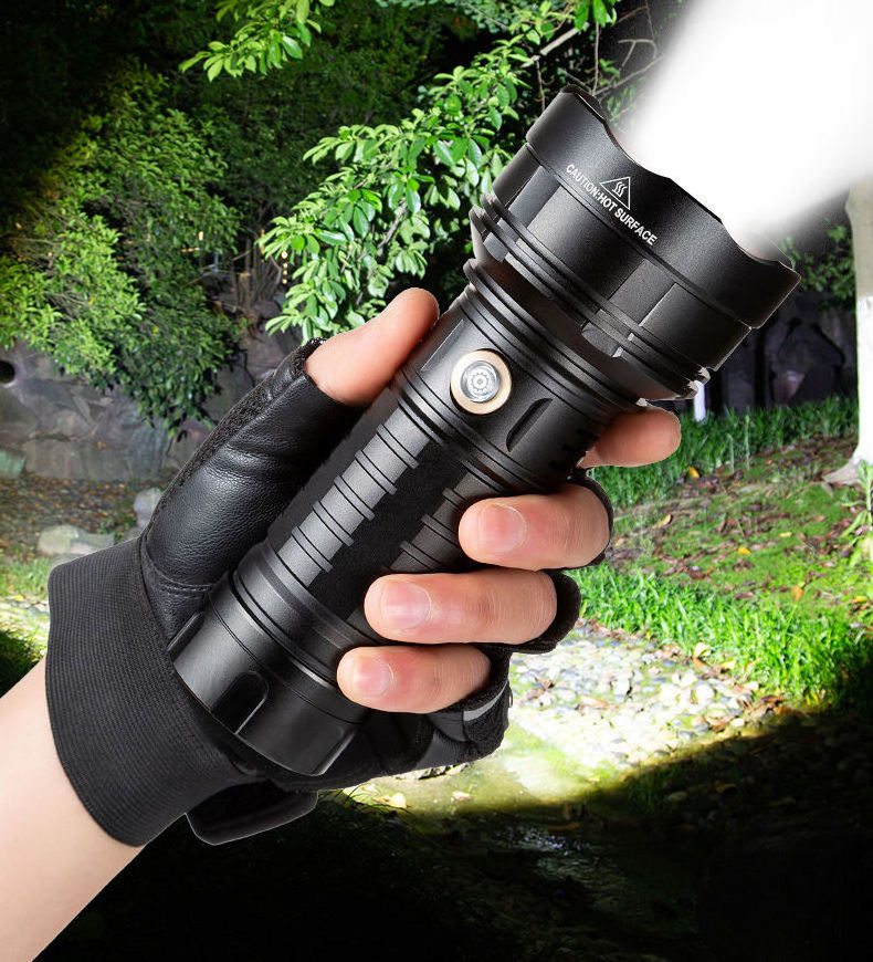 Rechargeable Laser Flashlight with 5 modes,Super Bright Waterproof Flashlight with AAA Battery High Power for Camping