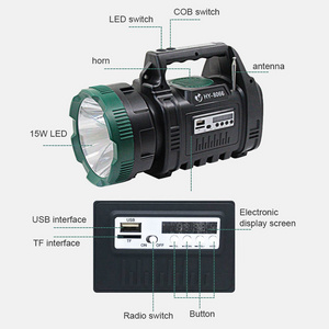 10w LED Handheld Spotlight with Radio & Bluetooth Speaker - IP67 Waterproof ABS Construction, 3 Functions