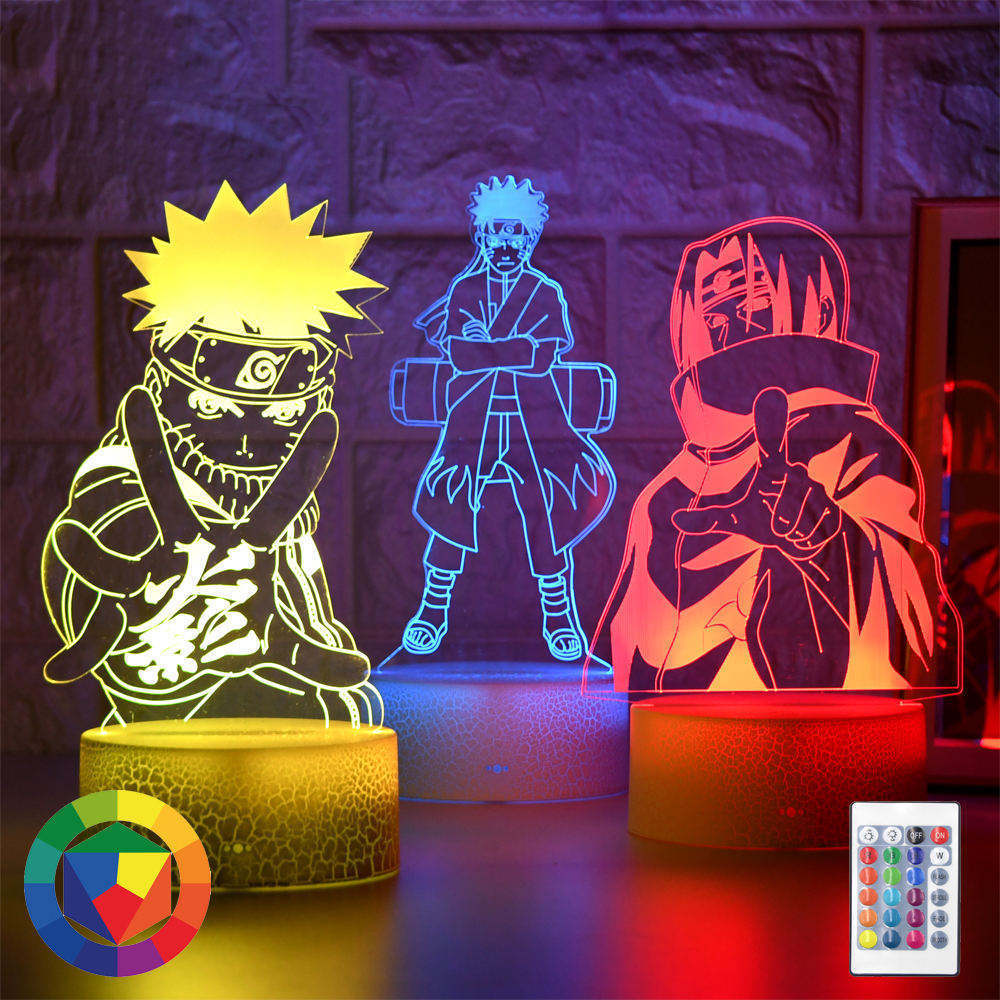 3d anime Itachi Uchiha Led Night Light Team Sasuke Kakashi Hatake Kid Bedroom Uzumaki Nightlight 3d night light