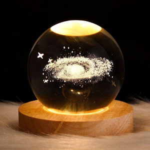 3D Art Crystal Ball Night Lamp Luminous Crystal Ball Decoration Solar System Led Night Lights