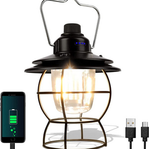 Type C Charging 130 Lumen Usb Rechargeable Camping Tent Lantern Led Camping Handle Lamp Retro Camping Light