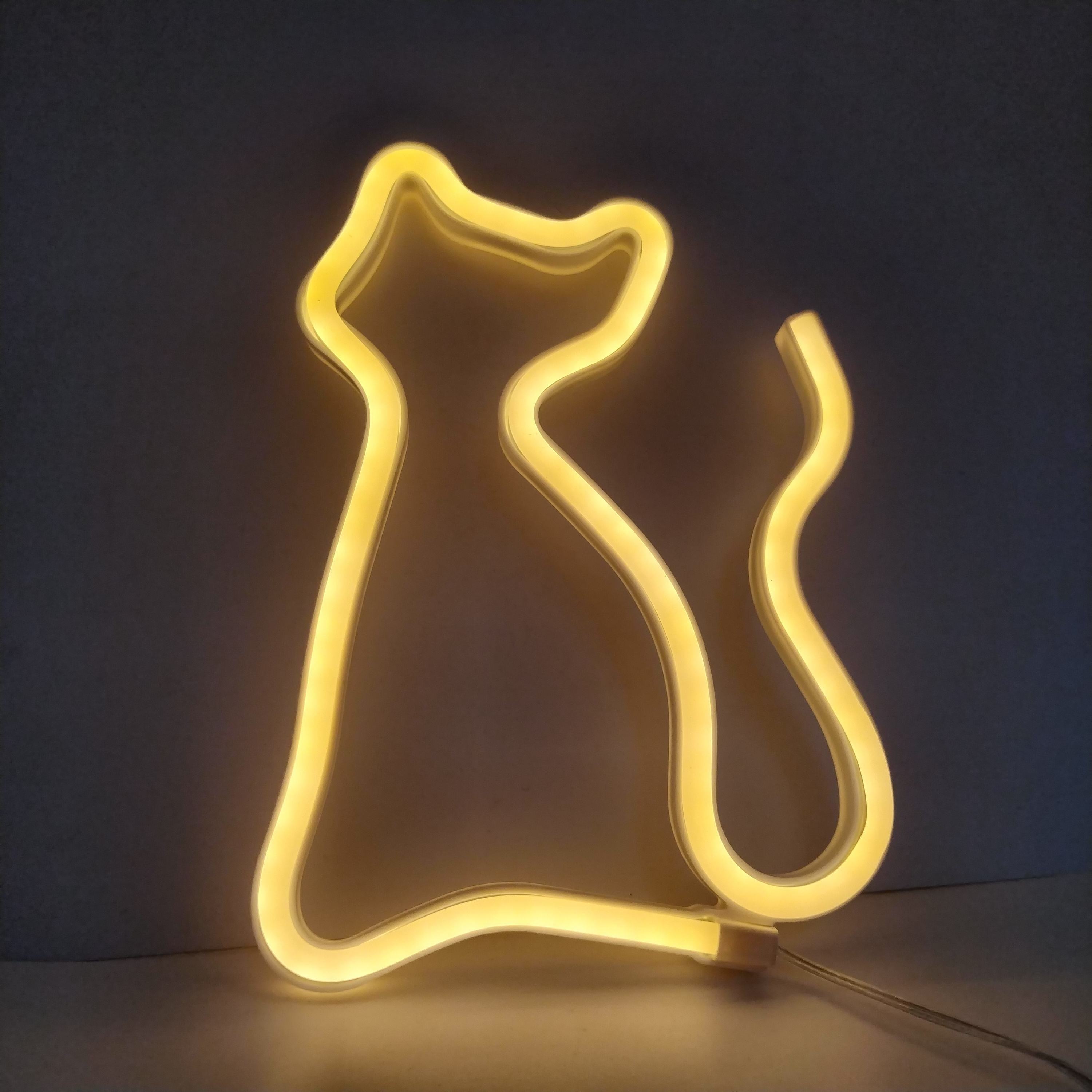 Cat Neon Signs Bolt, Custom USB or 3-AA Battery Powered Neon Light LED Lights Table Decoration Love Cat Neon Lamp Room Decor