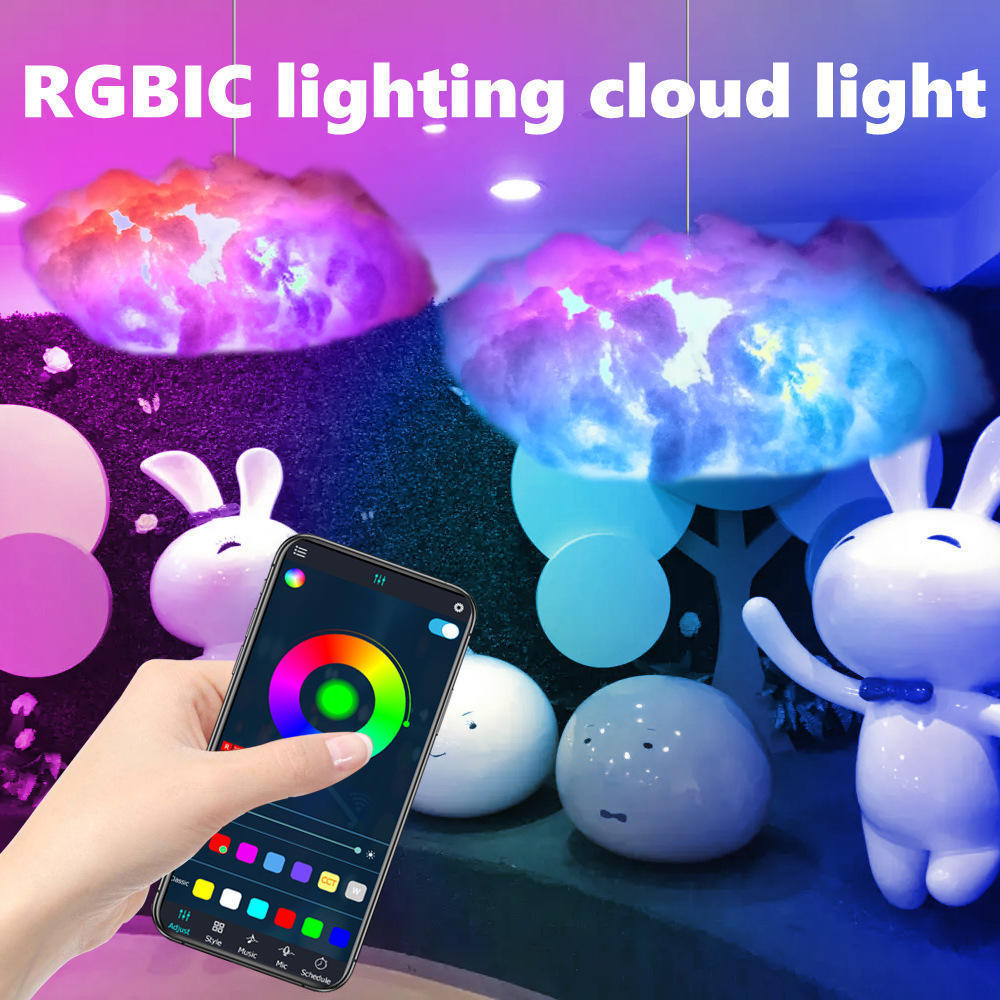 Multicolor light white cloud shape LED pendant light cotton cloud light for bedroom could lamp with remote control