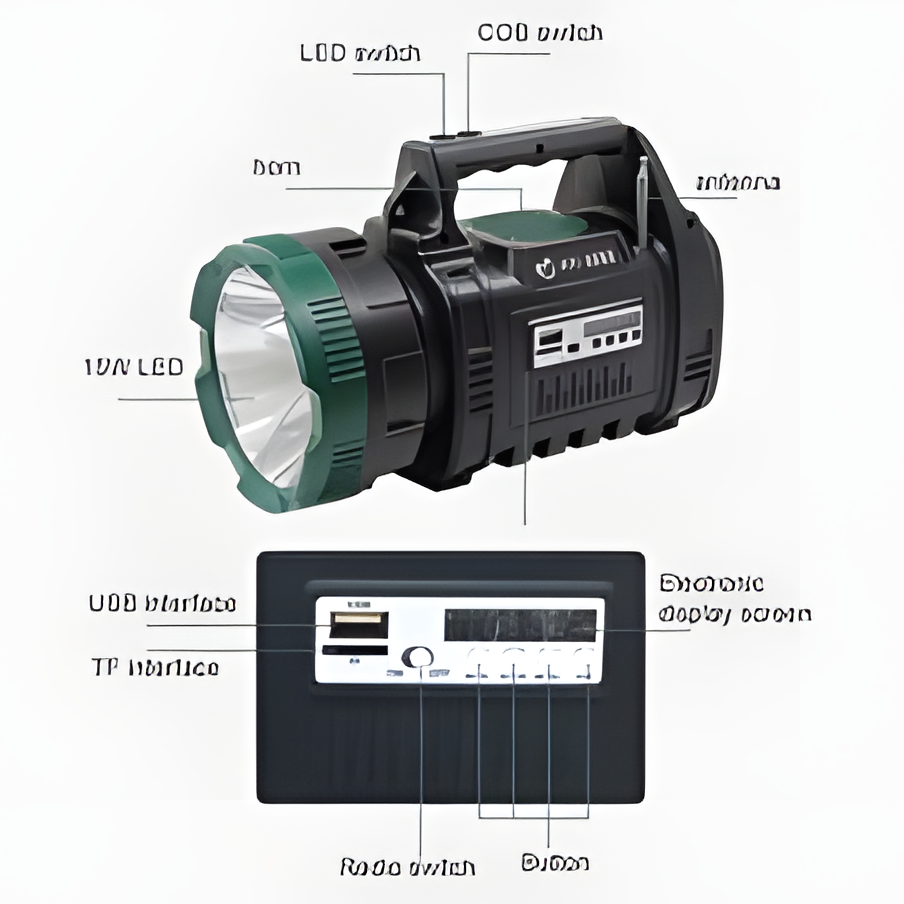 OEM ODM Wholesale 10w LED IP67 Waterproof Handheld Radio Bluetooth speaker spotlight with 7 Modes