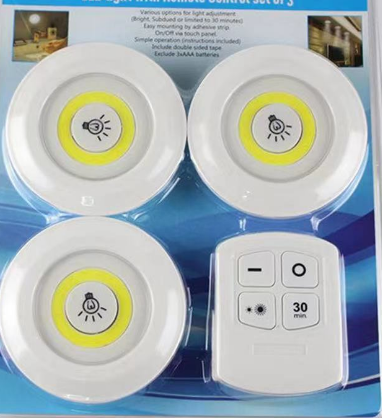 Pack LED Closet Light Wireless Cabinet Lamp with Infrared Remote Control Cob Puck Lights Super Bright Night Light