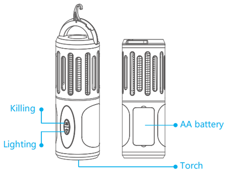 Electronic mosquito killer bug zapper flashlight insect zapper light torch camping light dry battery for outdoor