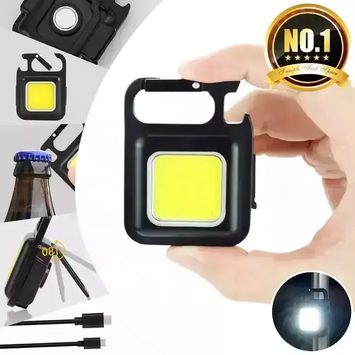 Aluminum 800 lm High quality Wholesale Rechargeable Cob Keychain work Light Mini Flashlight 4 Light Modes Portable Pocket Light