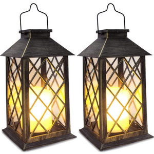 Outdoor Garden Hanging Lanterns Waterproof LED Flickering Flameless Candle Mission Lights candle holder lantern