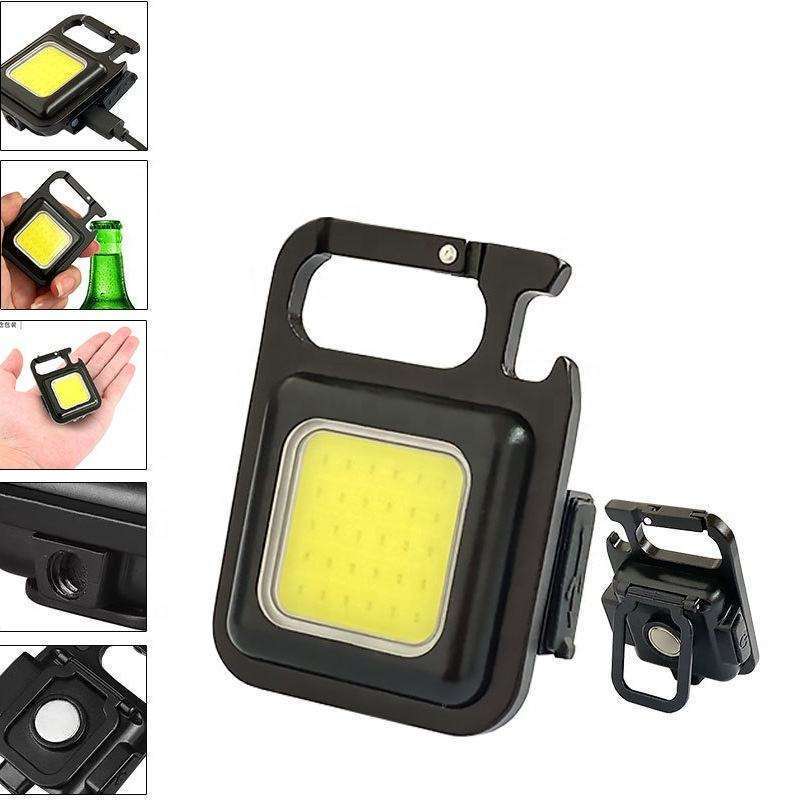 Super Bright 800 Lumens Black Metal Mini 10w Cob Portable Pocket Rechargeable Magnetic Led Work Light with Beer Bottle Opener