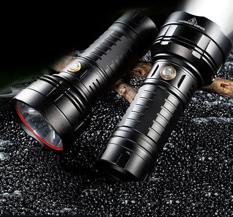 Rechargeable Laser Flashlight with 5 modes,Super Bright Waterproof Flashlight with AAA Battery High Power for Camping