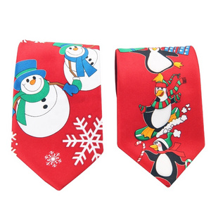 Customize 100% Handmade Screen Digital Printing Kid Ornament Decoration Snowman Christmas Ties