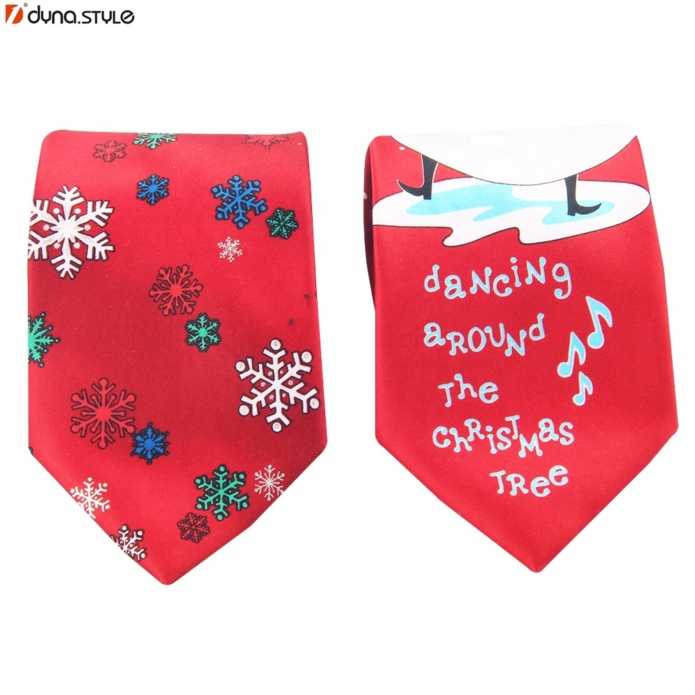 Customize 100% Handmade Screen Digital Printing Kid Ornament Decoration Snowman Christmas Ties