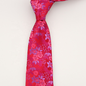 Choices Man Fashion Red Floral Polyester Jacquard Woven Custom Ties