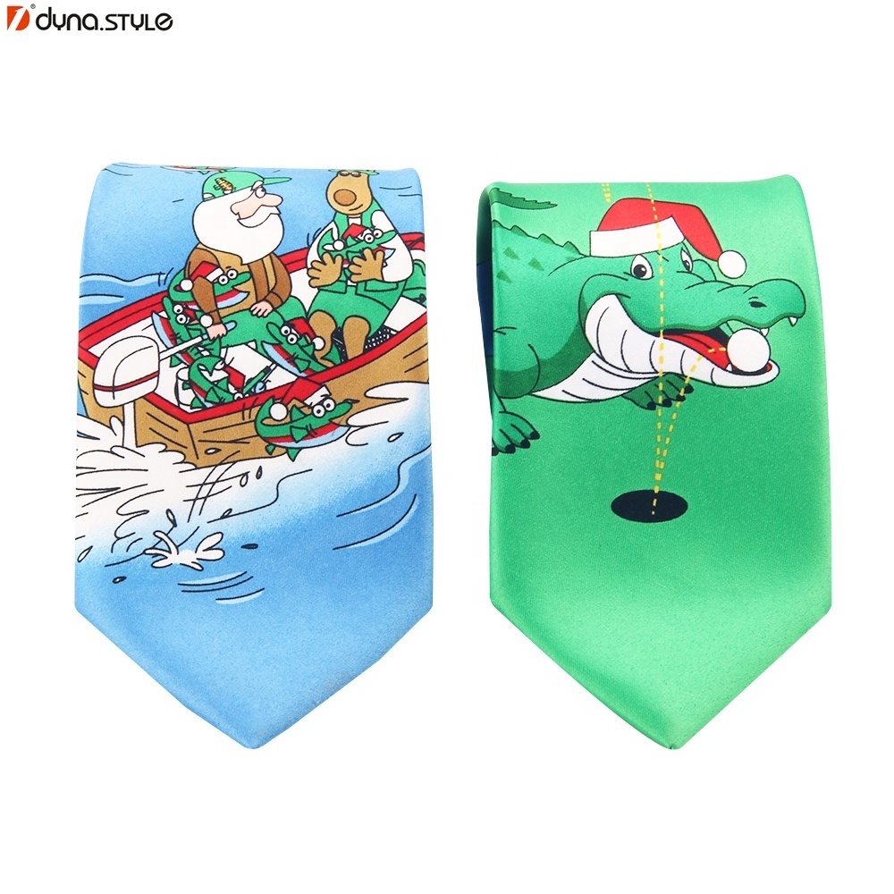 Customize 100% Handmade Screen Digital Printing Kid Ornament Decoration Snowman Christmas Ties