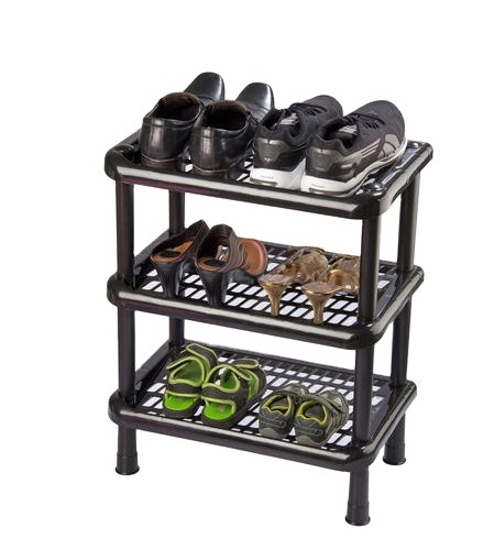 Plastic Shoes Rack  Space Saving Footwear Support Double-Layer Storage Rack adjustable plastic shoe rack