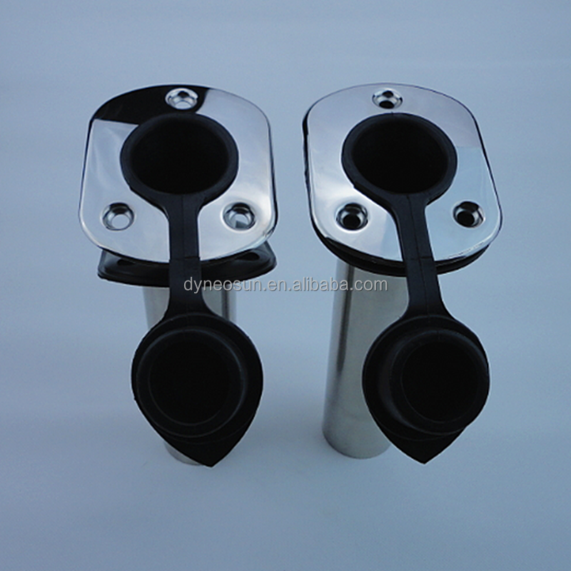 Flush mounted stainless steel fishing rod holder for boat