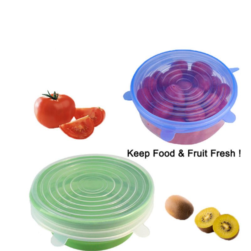 Kitchen Food Grade Silicone Lids 6-piece Set Universal Food Packaging Stretchable Silicone Bowl Lids