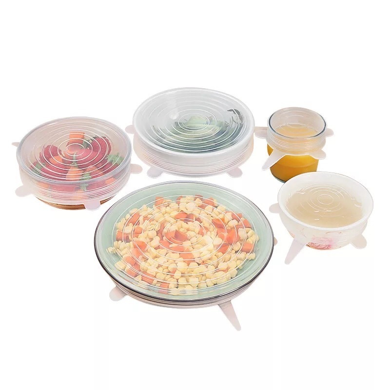 Kitchen Food Grade Silicone Lids 6-piece Set Universal Food Packaging Stretchable Silicone Bowl Lids