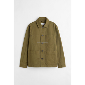 Custom 100% Cotton Twill Olive Green Garment Dyed Work Jacket for Men