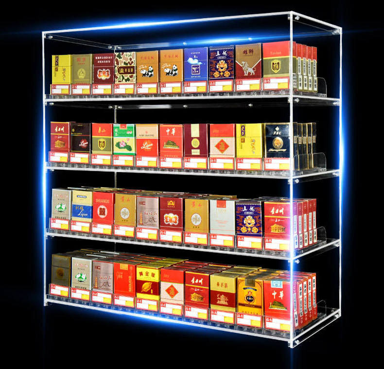 Factory Wholesale Acrylic Tobacco Countertop Cabinet Smoke Shop display rack