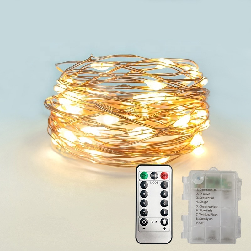 Fairy Lights String 100 LED /10M Copper Wire Lights 8 Modes with Remote Timer Battery Powered Decor IP65 Waterproof Warm White