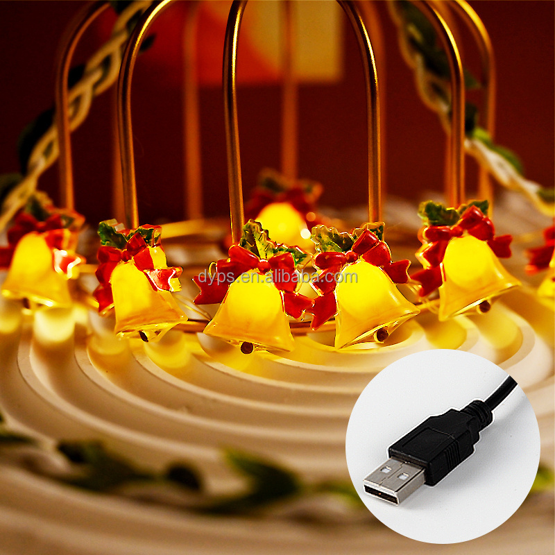 16.4Ft 50LEDS Christmas Ornaments Bell Ring Fairy Lights Warm White with Battery Operated for Christmas Tree Fence Home Porch